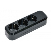 Колодка Luxel 3 розетки с заземляющим контактом (7531) Черная