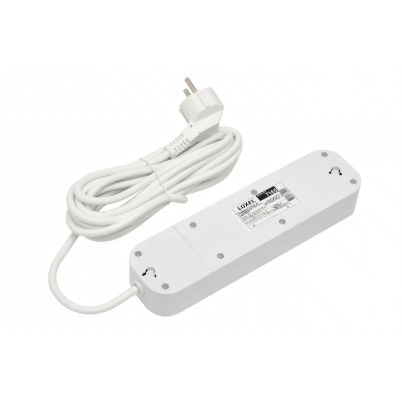 Сетевой удлинитель Luxel 3 розетки 5М с заземлением + USB+Type C (7165)