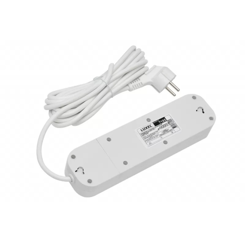 Сетевой удлинитель Luxel 3 розетки 5М с заземлением и выключателем + USB+Type C (7195)