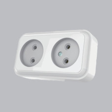 Розетка 2-я из ж/к накладная AWM TIMA белая IP20