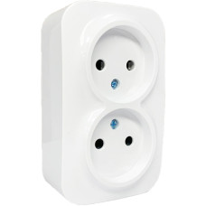 Розетка 2-х накладная AWM DARA белая IP20