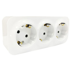 Розетка 3-я из ж/к накладная AWM DARA белая IP20