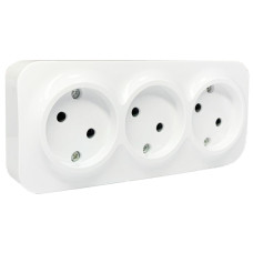 Розетка 3-х накладная AWM DARA белая IP20