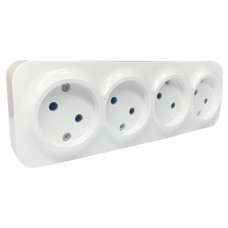 Розетка 4-х накладная AWM DARA белая IP20