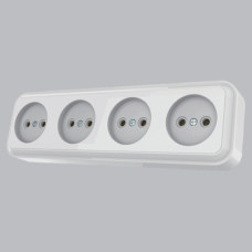 Розетка 4-х накладная AWM TIMA белая IP20