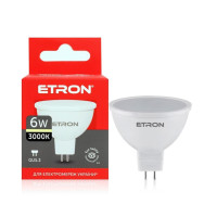 Светодиодная LED лампа ETRON 6W 3000K GU5.3 MR16 теплый свет 1-ELP-845