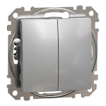 Переключатель двухклавишный алюминий Sedna Design Schneider Electric SDD113108
