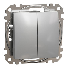 Переключатель двухклавишный алюминий Sedna Design Schneider Electric SDD113108