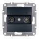 Розетка TV/R проходная Asfora Schneider Electric антрацит EPH3300371