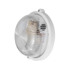 Светильник влагозащищенный, Белый, круг, прозрачный плафон, (пластик/пластик)