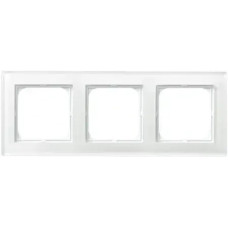 Рамка 3-я горизонтальная Белое стекло Ospel Sonata