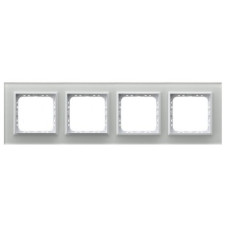 Рамка 4-я горизонтальная Белое стекло Ospel Sonata