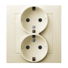 Розетка двойная с заземлением Ospel AS крем