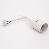 Патрон Е-27 пластиковый, подвесной с кабелем и клеммной колодкой, белый, Takel (503724)