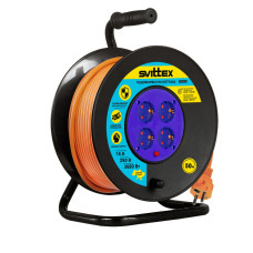 Удлинитель на катушке Svittex с заземлением и термозащитой 50 м 3х1,5 мм2 (SV-0330)