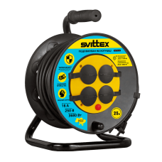 Удлинитель на катушке Svittex с термозащитой и защитой IP44 25 м 2х1,5 мм2 (SV-004-В-IP44)