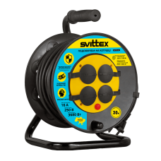 Удлинитель на катушке Svittex с термозащитой и защитой IP44 30 м 2х1,5 мм2 (SV-005-В-IP44)