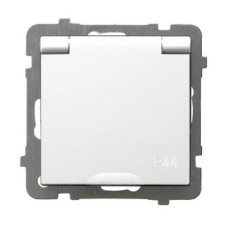 розетка одинарная с заземлением и крышкой без рамки Ospel AS белая