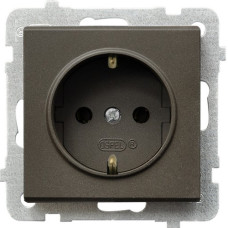Розетка одинарная с заземлением без рамки Ospel Sonata Шоколад
