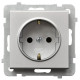 Розетка одинарная с заземлением без рамки Ospel Sonata Серебро матовое