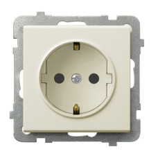 Розетка одинарная с заземлением без рамки Ospel Sonata крем