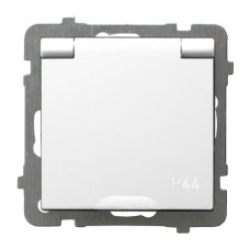 Розетка одинарная с заземлением и белой крышкой без рамки Ospel Sonata белая