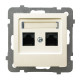 Розетка компьютерная двойная без рамки Ospel AS крем