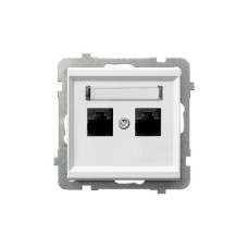 Компьютерная розетка двойная без рамки Ospel Sonata белая