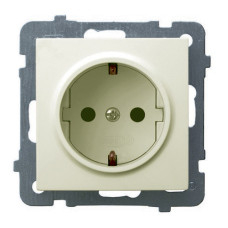 Розетка одинарная с заземлением без рамки Ospel AS крем