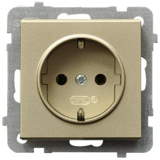 Розетка одинарная с заземлением без рамки Ospel Sonata Золото
