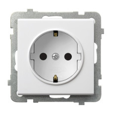 Розетка одинарная с заземлением без рамки Ospel Sonata белая