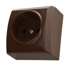 Розетка одинарная наружная Ospel BIS коричневая