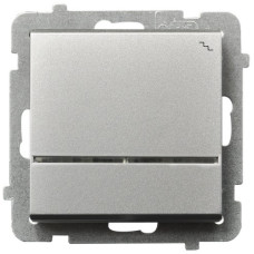 Выключатель 1-й проходной с подсветкой без рамки Ospel Sonata Серебро матовое