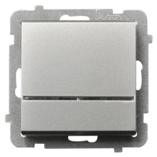 Выключатель 1-й с подсветкой без рамки Ospel Sonata Серебро матовое