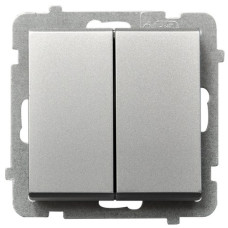 Выключатель 2-й без рамки Ospel Sonata Серебро матовое