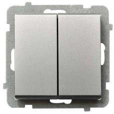Выключатель 2-й проходной без рамки Ospel Sonata Серебро матовое