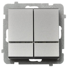 Выключатель 2-й с подсветкой без рамки Ospel Sonata Серебро матовое