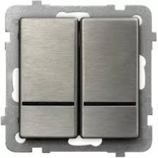 Выключатель 2-й с подсветкой без рамки Ospel Sonata Сталь Inox