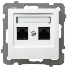 Розетка компьютерная двойная без рамки Ospel AS белая