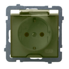 Розетка одинарная с заземлением и крышкой без рамки Ospel AS крем