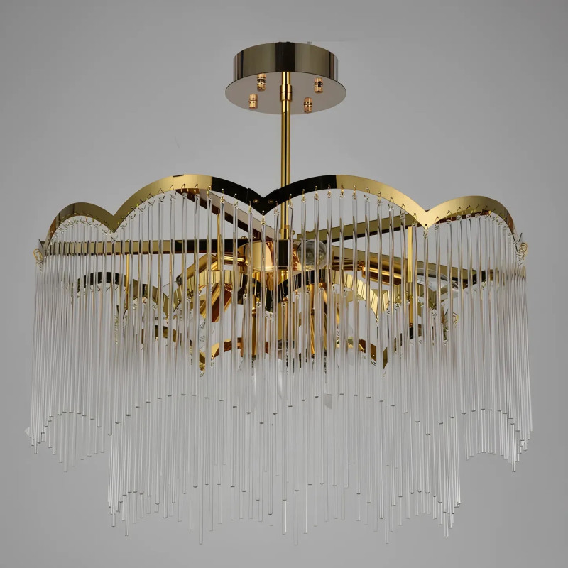 Стельова люстра Sirius з кришталевим плафоном під вісім ламп E14 золота IP20 Ш 5154/600 GD