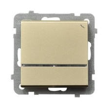 Выключатель 1-й проходной с подсветкой без рамки Ospel Sonata Золото
