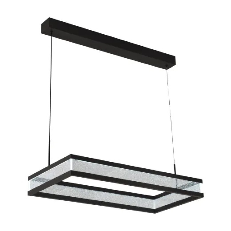 Підвісна LED люстра 28W Interees з прямокутним плафоном 3000-6400К з пультом чорна IP20 V QQD3122 BK