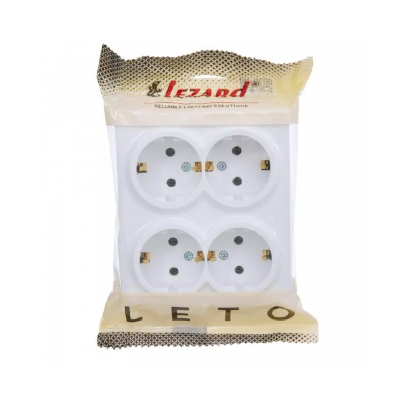 Розетка 4-я накладная с/с закрытый корпус белый 752-0200-127BDP LETO Lezard