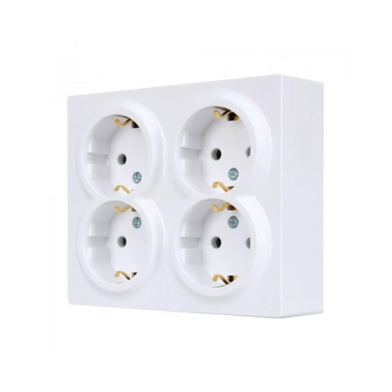 Розетка 4-я накладная с/с закрытый корпус белый 752-0200-127BDP LETO Lezard