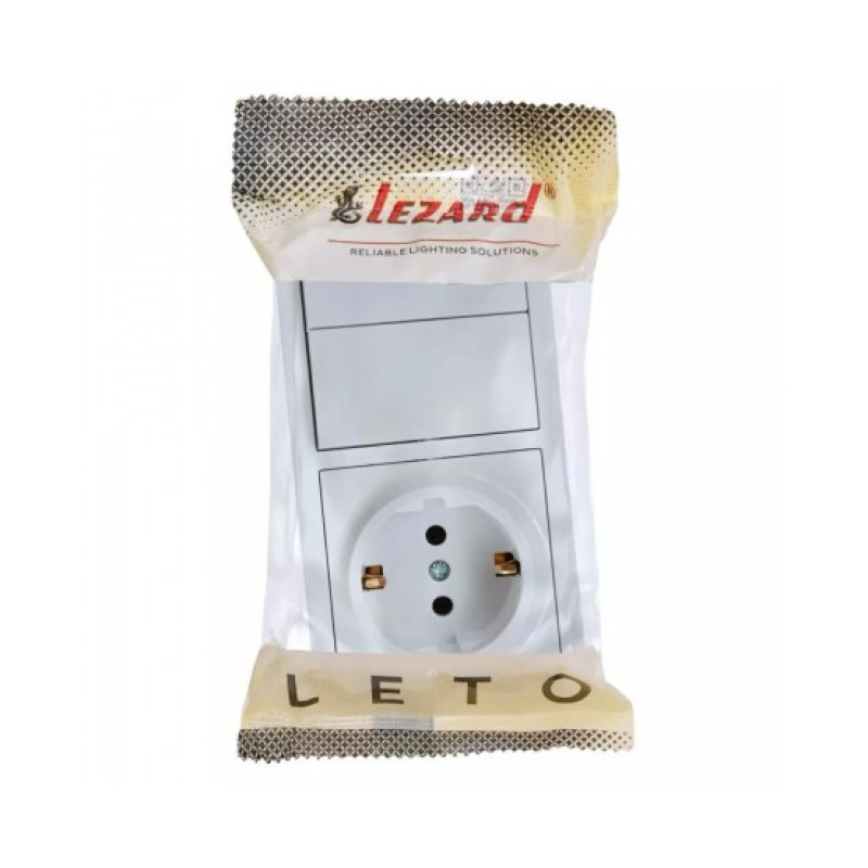 Выключатель 2-й+Розетка 1-я с/з белый 752-0200-170BKP LETO Lezard