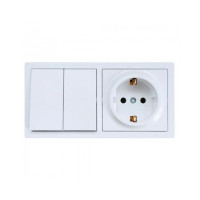 Выключатель 2-й+Розетка 1-я с/з белый 752-0200-170BKP LETO Lezard