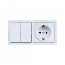 Выключатель 2-й+Розетка 1-я с/з белый 752-0200-170BKP LETO Lezard