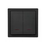 Выключатель 2-ой накладной с подсветкой черный 752-4200-112 LETO Lezard