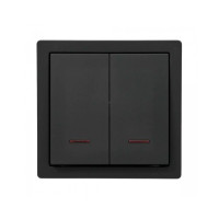 Выключатель 2-ой накладной с подсветкой черный 752-4200-112 LETO Lezard